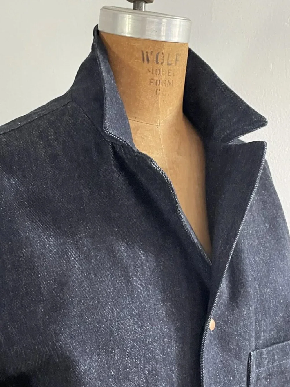 Private White V.C. Studded Franglais Blazer, Denim, Size 2/XS